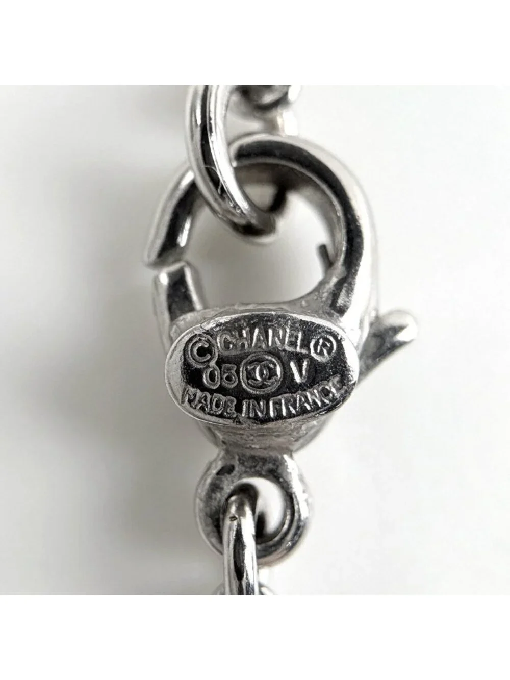 Chanel CC Logo Necklace Silver Plated